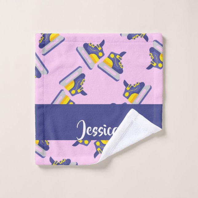 Blue and yellow ice skating shoes wash cloth (Wash Cloth)