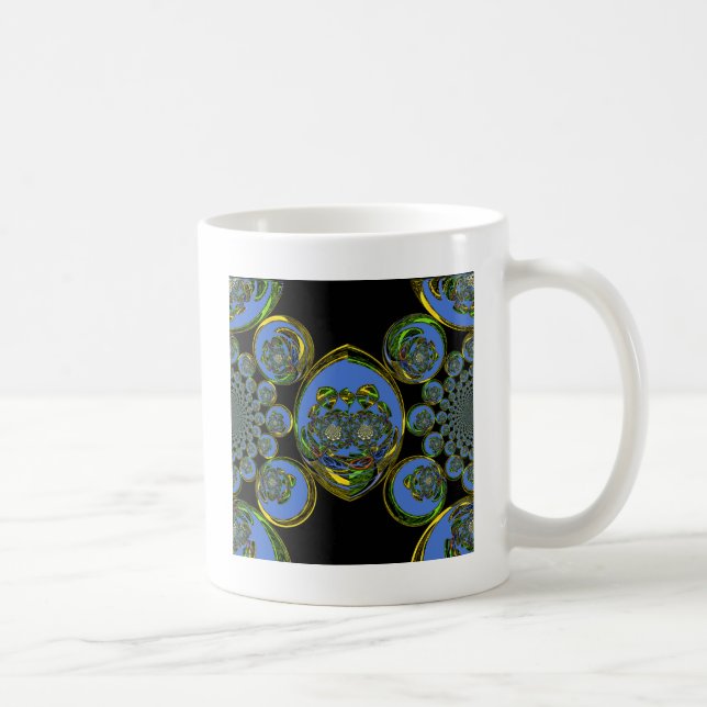Blue and Yellow Kaleidoscope Art Print Coffee Mug (Right)
