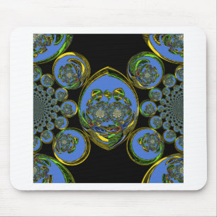 Blue and Yellow Kaleidoscope Art Print Mouse Mat