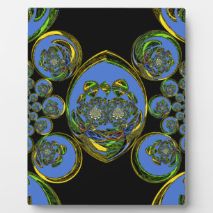 Blue and Yellow Kaleidoscope Art Print Plaque