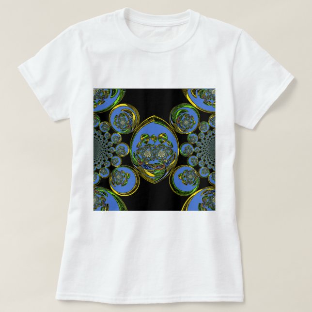 Blue and Yellow Kaleidoscope Art Print T-Shirt (Design Front)