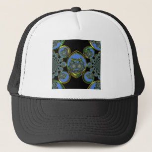 Blue and Yellow Kaleidoscope Art Print Trucker Hat