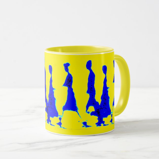 Blue And Yellow Lady Mug (Front Right)