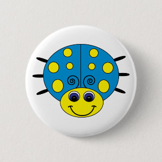 Blue and Yellow Ladybug Button