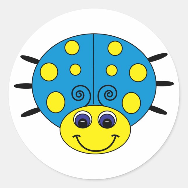 Blue and Yellow Ladybug Sticker (Front)