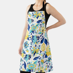 Blue And Yellow Lemons Apron