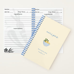 Blue and Yellow Lemons Family Recipe Notebook