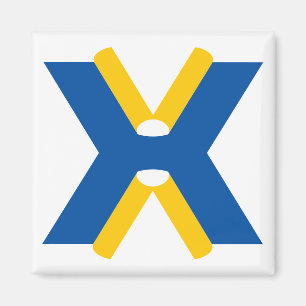 Blue and Yellow Letter X Monogram Magnet