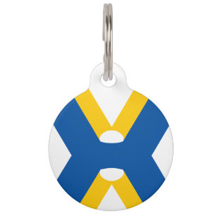 Blue and Yellow Letter X Monogram Pet Tag