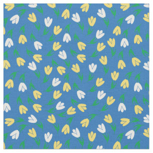 Blue and yellow little tulips pattern - collection fabric