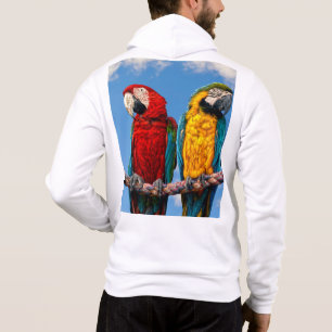 Blue and yellow macaw and a Scarlet macaw Hoodie