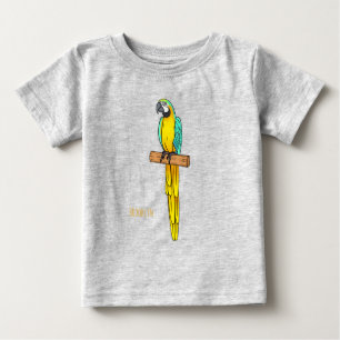 Blue-and-yellow macaw bird cartoon illustration baby T-Shirt