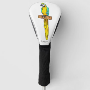 Blue-and-yellow macaw bird cartoon illustration  golf head cover
