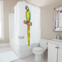 Blue-and-yellow macaw bird cartoon illustration 