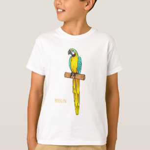 Blue-and-yellow macaw bird cartoon illustration T-Shirt