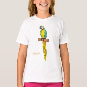 Blue-and-yellow macaw bird cartoon illustration  T-Shirt