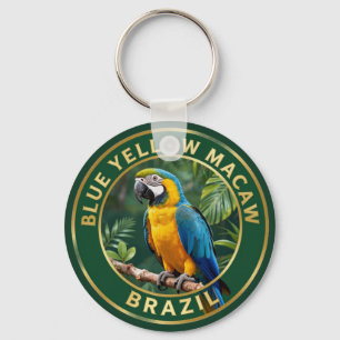 🦜 Blue-and-Yellow Macaw Brazil Tropical Bird Key Ring