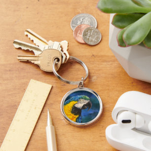 Blue and yellow macaw Parrot Key Ring