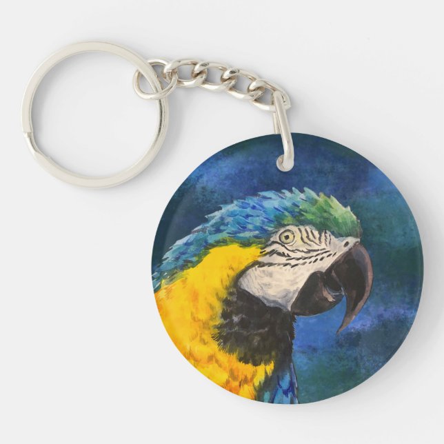 Blue and yellow macaw Parrot  Key Ring (Front)