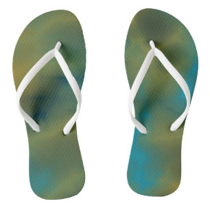 blue and yellow marble Abstract Flip Flops