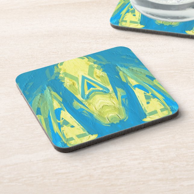 Blue and Yellow Mask Coaster (Left Side)