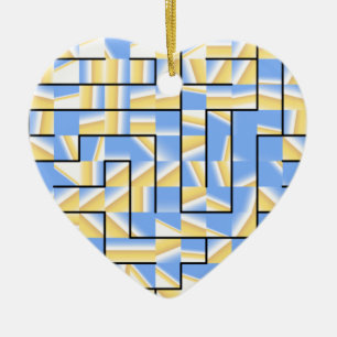 Blue and Yellow Maze Ceramic Tree Decoration