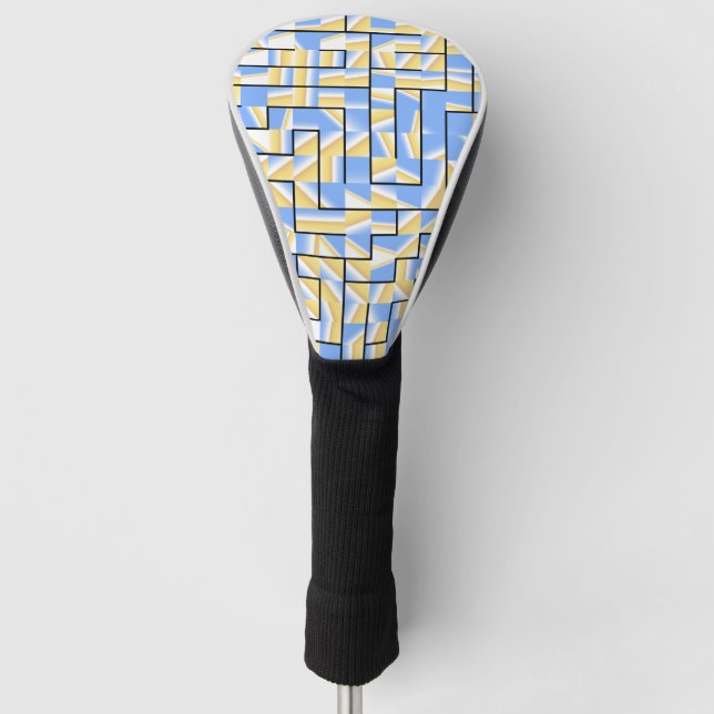 Blue and Yellow Maze Golf Head Cover (Front)