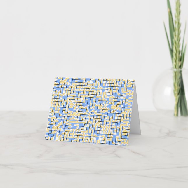 Blue and Yellow Maze Note Card (Front)