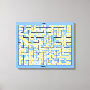 Blue and Yellow Maze Puzzle Canvas Print