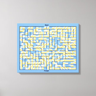 Blue and Yellow Maze Puzzle Canvas Print