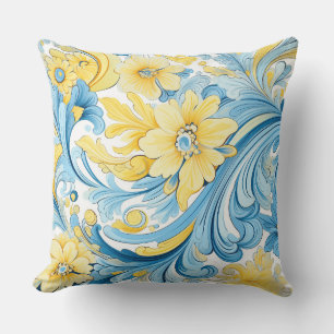 Blue and yellow. Mediterranean-inspired. Cushion