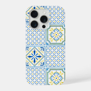 Blue and Yellow Mediterranean Italian Tile iPhone 15 Pro Case