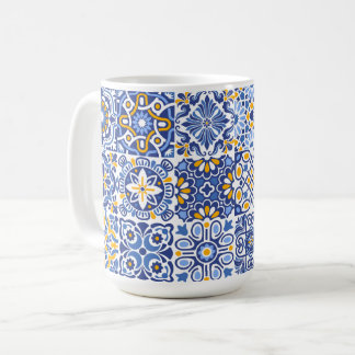 Blue and Yellow Mediterranean Moroccan Tile Coffee Mug