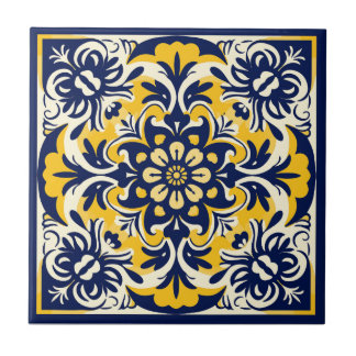 Blue and yellow Mexican Tile - # 2