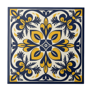 Blue and yellow Mexican Tile - #3