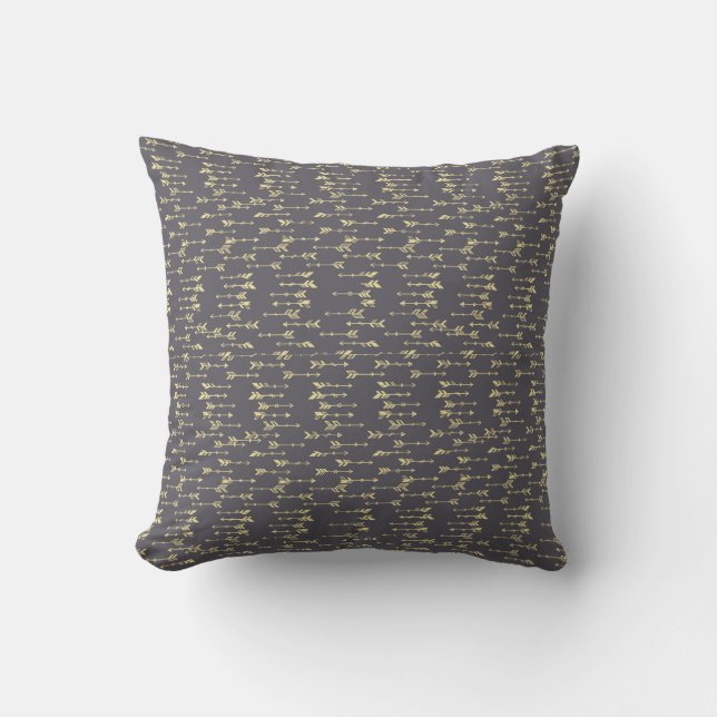 blue and yellow minimalist boho arrow pattern cushion (Front)