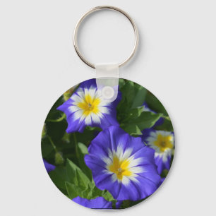 Blue and Yellow Morning Glories Key Ring
