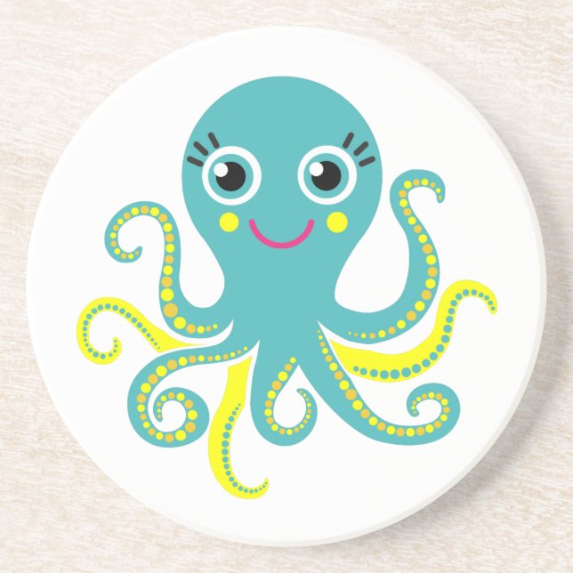 Blue and Yellow Octopus Coaster (Front)