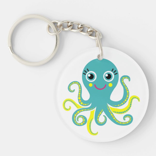 Blue and Yellow Octopus Key Ring (Front)