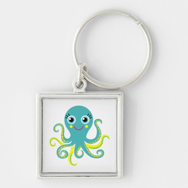 Blue and Yellow Octopus Key Ring (Front)