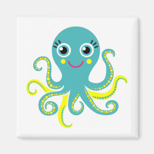 Blue and Yellow Octopus Magnet