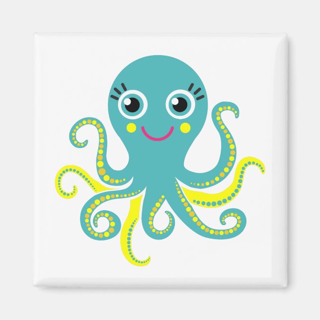 Blue and Yellow Octopus Magnet (Front)