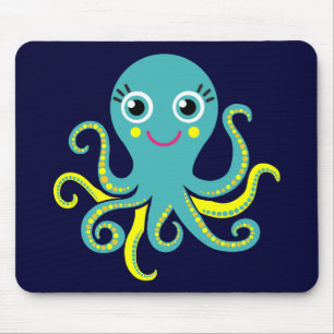 Blue and Yellow Octopus Mouse Mat