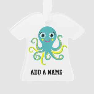 Blue and Yellow Octopus Ornament