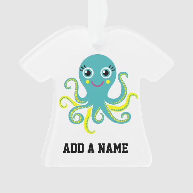 Blue and Yellow Octopus Ornament (Front)