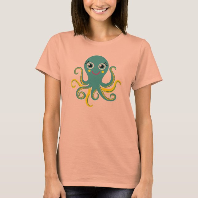Blue and Yellow Octopus T-Shirt (Front)