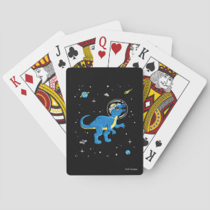 Blue And Yellow Pachycephalosaurus Dinos In Space Playing Cards
