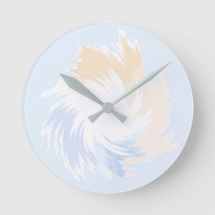 Blue and Yellow Pastel Spinning Shape Round Clock
