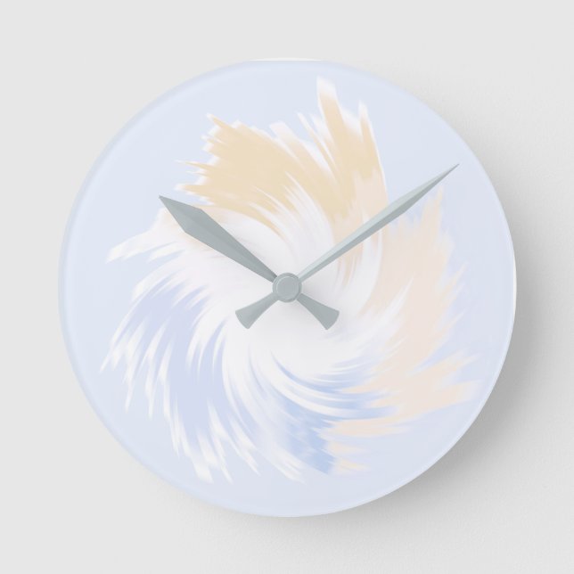 Blue and Yellow Pastel Spinning Shape Round Clock (Front)