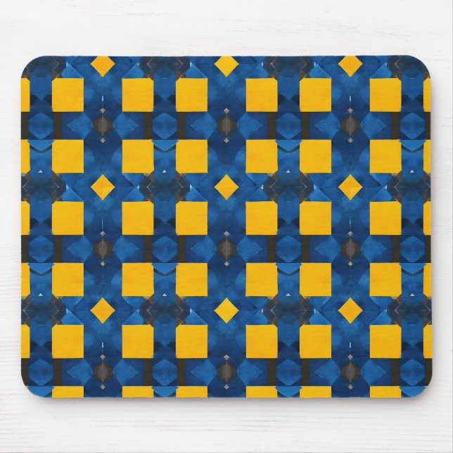 Blue and yellow pattern mouse mat (Front)